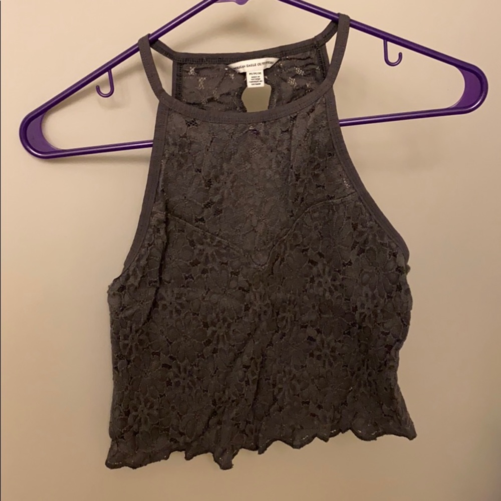 Lace high neck tank